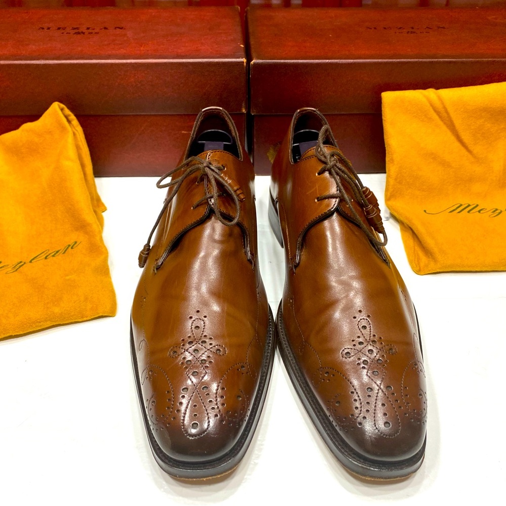 Mezlan Brown Leather Oxfords Classic Style